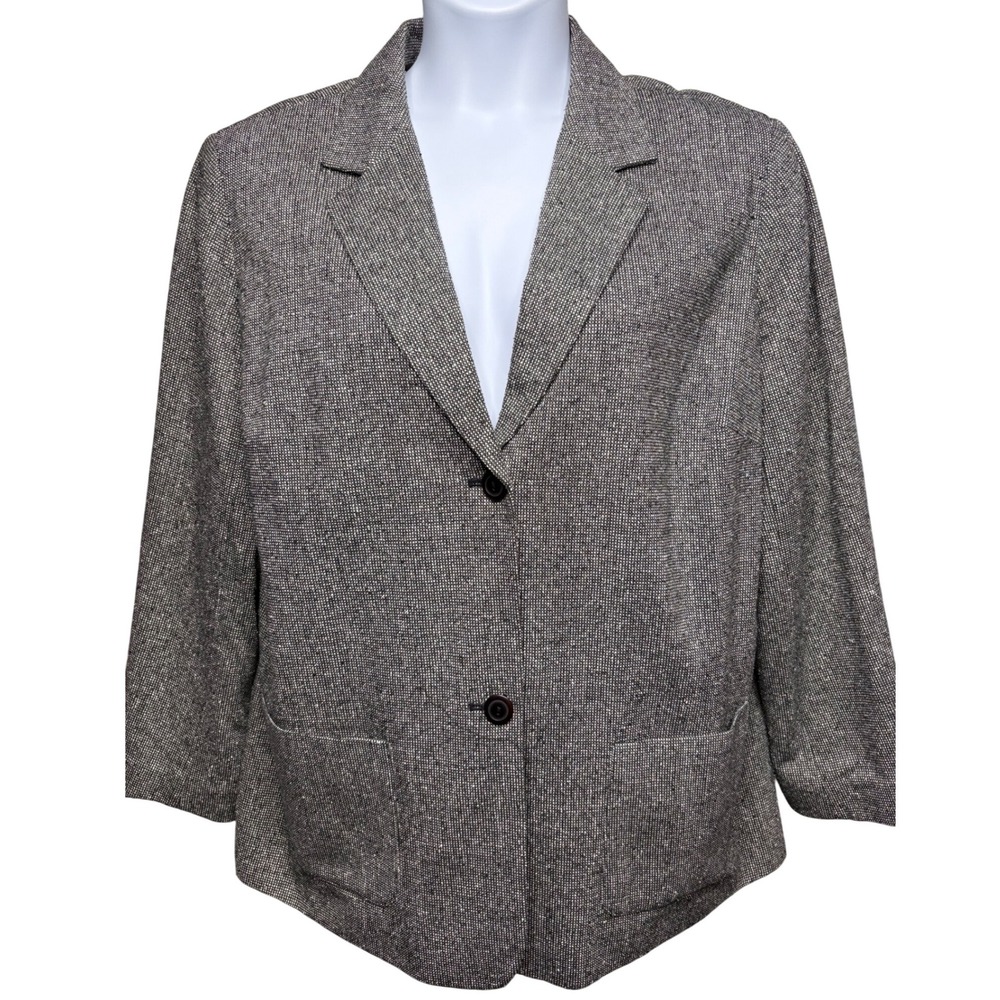 APPLESEED'S Womens Black White Two Button Blazer Jacket 20W Textured Office Chic
